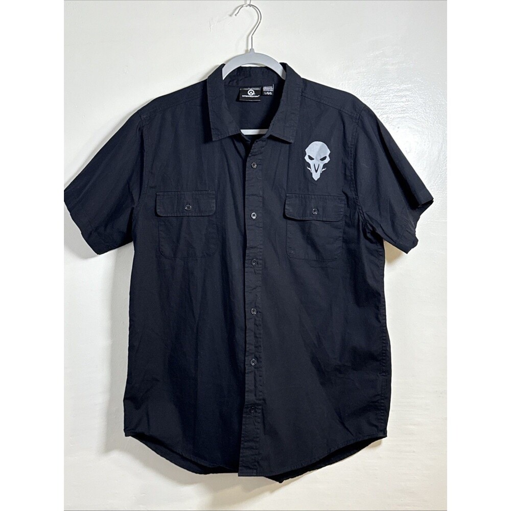 Overwatch Reaper Woven Button Up Pocketed Work Shirt Black Exclusive Size L - Picture 3 of 10
